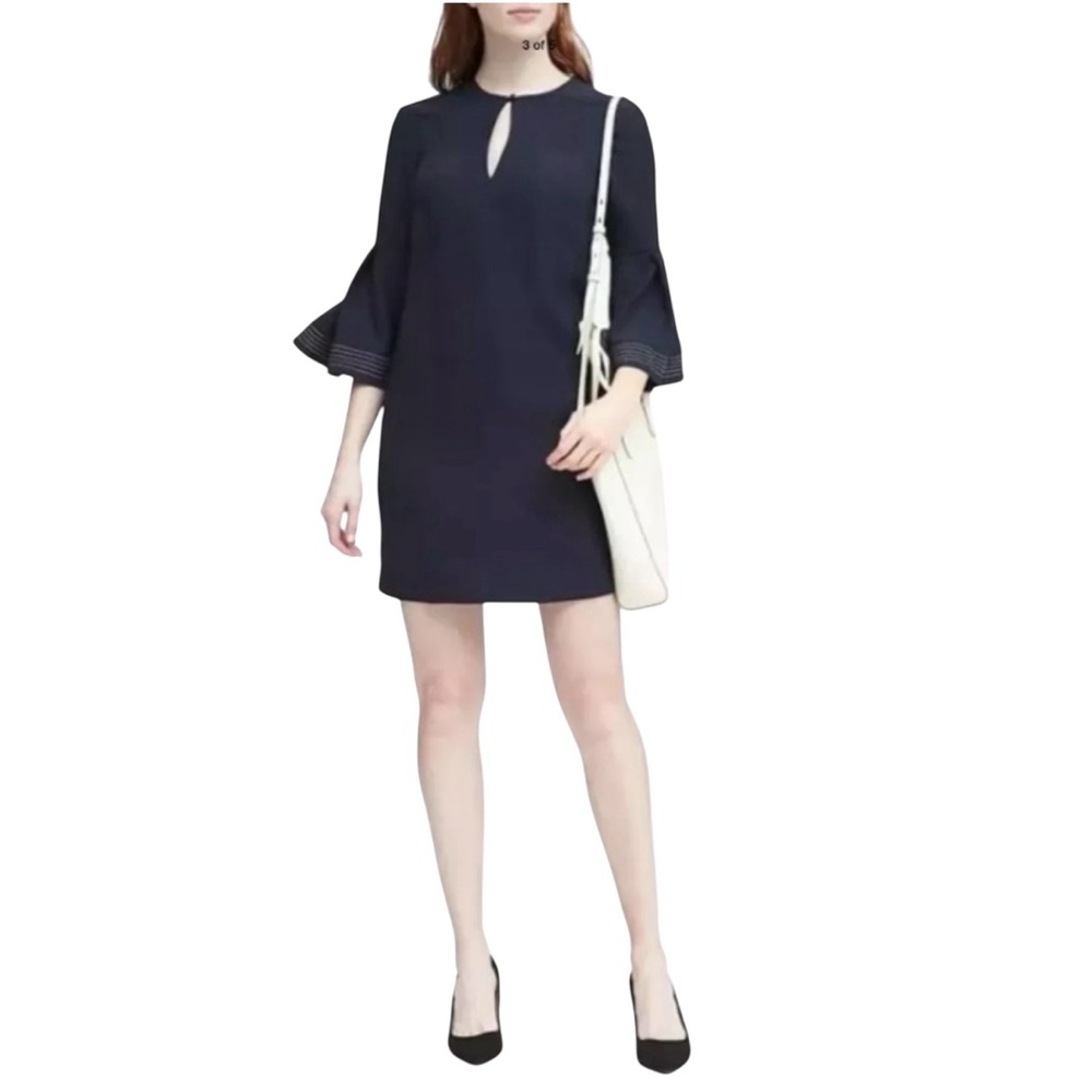 Banana Republic Bell Sleeve shift mini dress size 4P Petite black